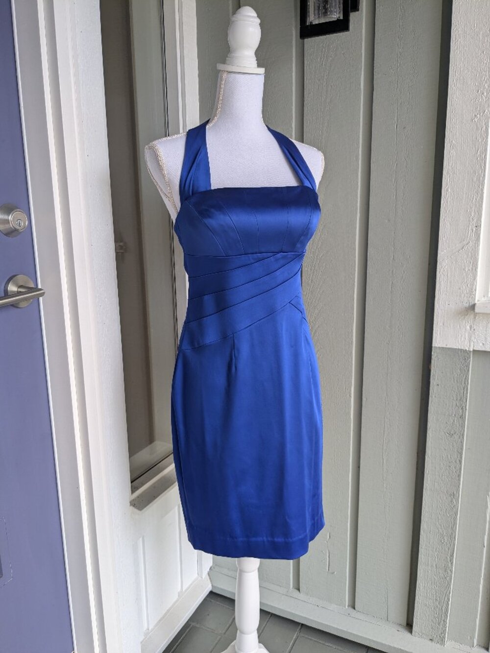✨ Stunning Calvin Klein Royal Blue Halter Bodycon Mini Dress - Size 4 ✨